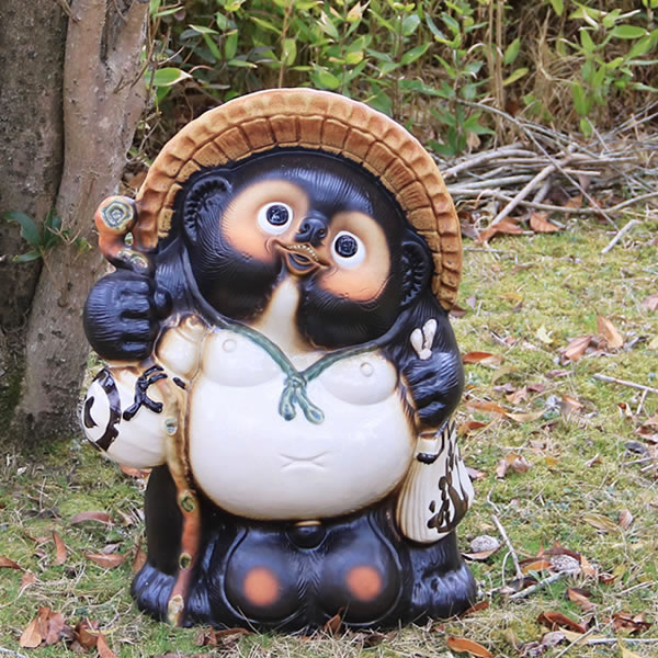 信楽焼 狸庵作 女将狸 置物 陶器 伝統工芸 木箱箱love&peace 狸 置物