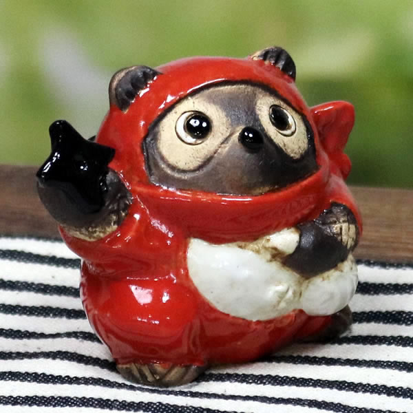 信楽焼 陶器製 たぬきの置物 消防隊員 特注 信楽焼 陶器製 たぬきの