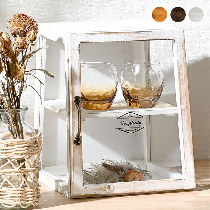 楽天市場】ガラスケース アンティーク 卓上 木製 ガラス 2段