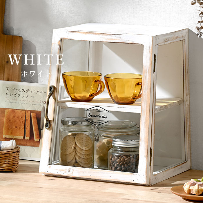 楽天市場】ガラスケース アンティーク 卓上 木製 ガラス 2段