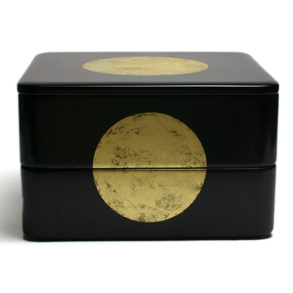 漆器 重箱 金色の鶴と波模様 輪島塗 No.82 アンティーク漆器 重箱 金色