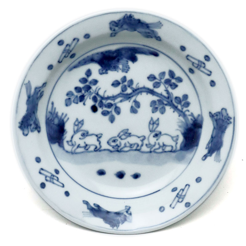 中国 染付 小皿4点 成化年製 易経 送料込み250124 中国