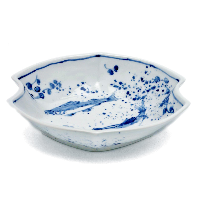 楽天市場】九谷焼：染付川魚文様向付・九谷美陶園《向付・小鉢・16.0cm