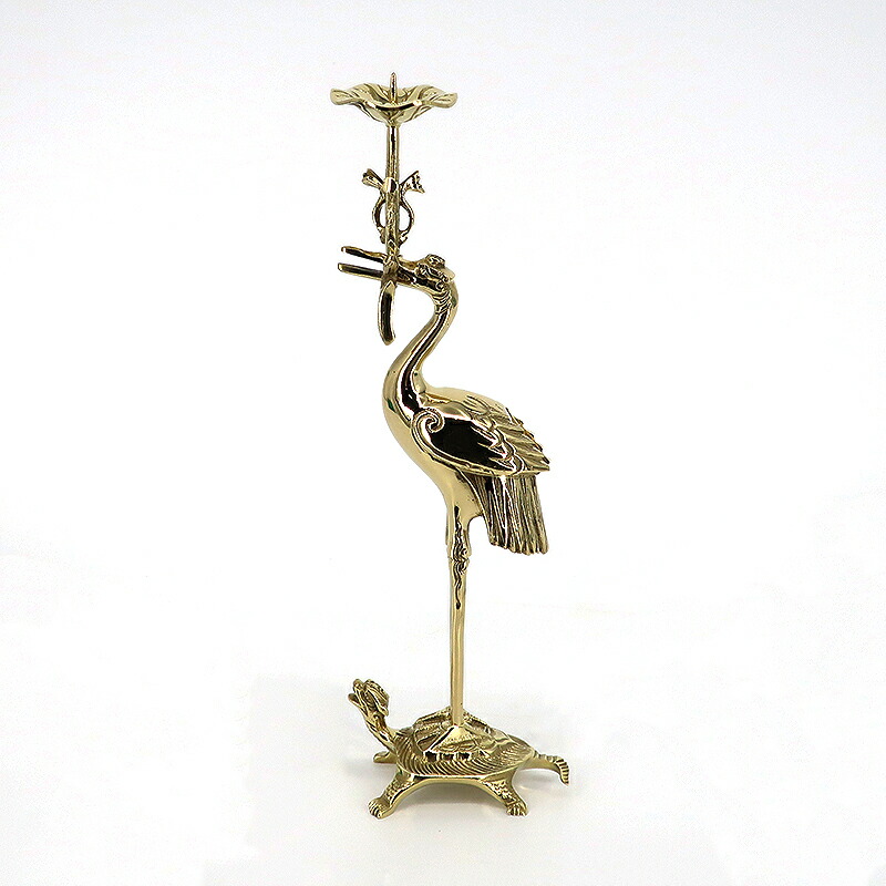 楽天市場】鶴亀燭台 上彫火立(右) 磨き 2.5寸～4.5寸 : 仏壇 仏具 神棚