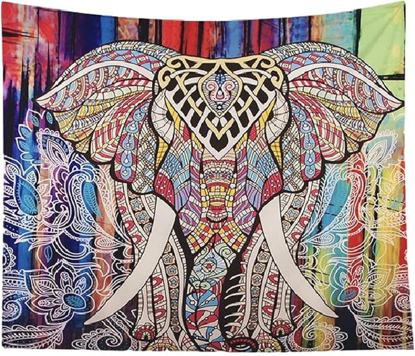 象皮でできた象のタペストリー(額縁付き) 象皮でできた象の