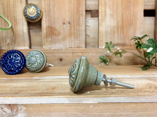 楽天市場】セラミックノブ 陶器製ノブ モスグレイ 花びら 30691 和風