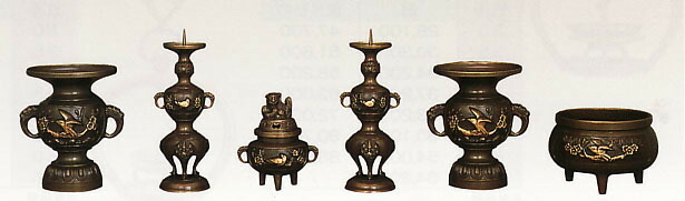 楽天市場】仏具6具足 花鳥模様（生型・ダイキャスト製） 3．5寸
