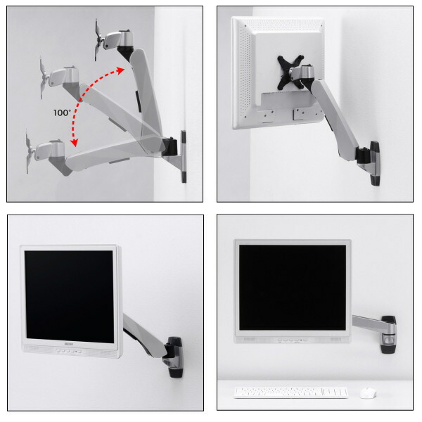 511121サンワサプライ垂直液晶モニターアーム(壁面用