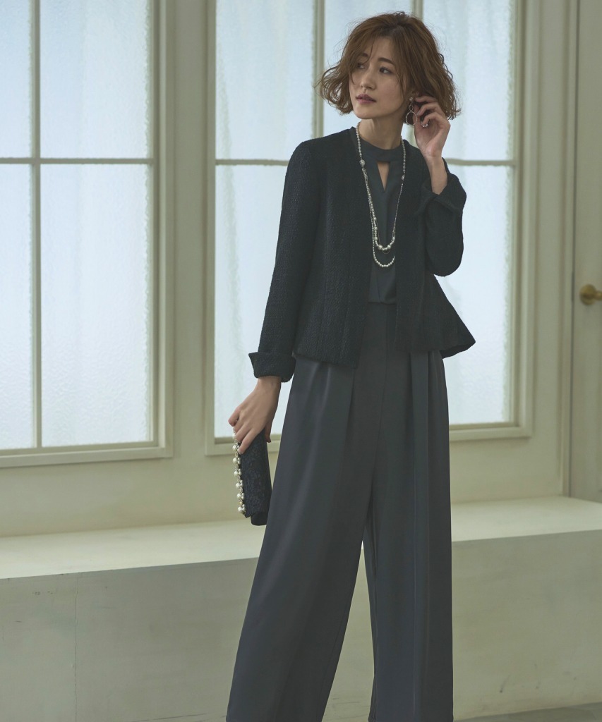 楽天市場】【S〜3L】ノーカラージャケット＆オールインワンスーツ