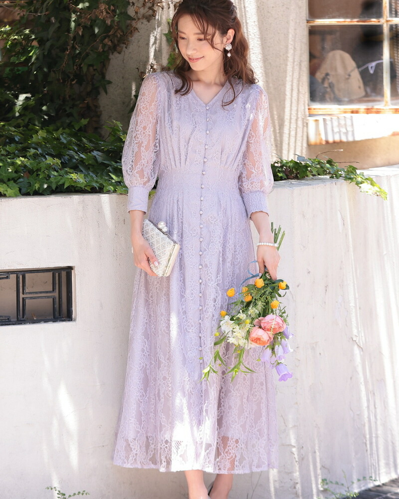 楽天市場】シアーレース 結婚式 パーティー ドレス ワンピース／プレ