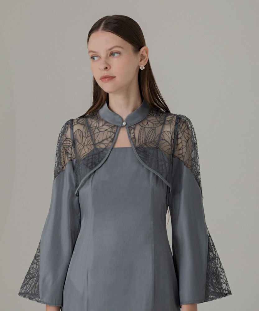 楽天市場】リーフ刺繍フレアスリーブパールボレロマーメイドドレス