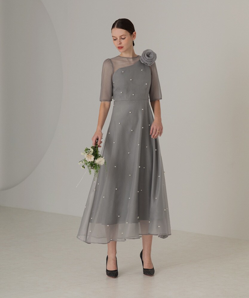 楽天市場】パールアシンメトリーローズモチーフAラインドレス／レジャ