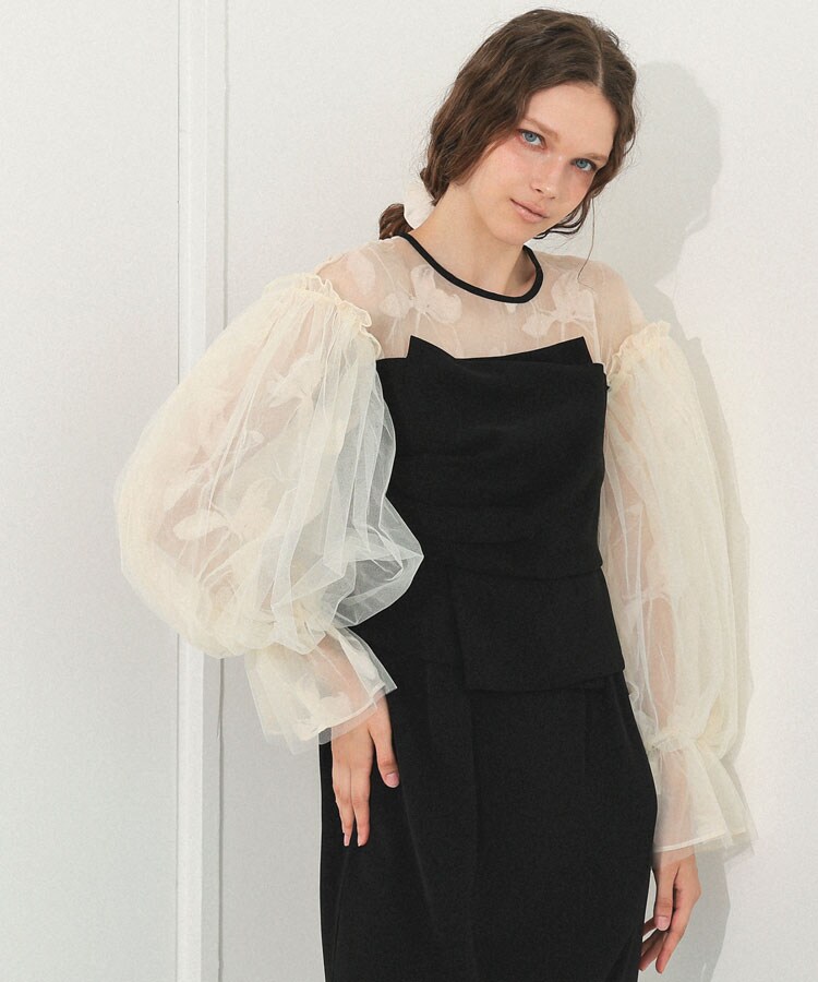 ANDRESD】draped bustier flocky dress／アンドレスド（ANDRESD