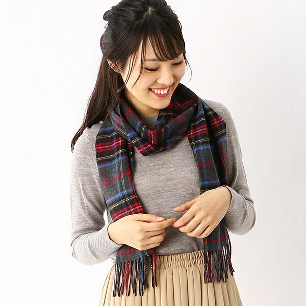 楽天市場】【手洗いOK】カシミヤ100％紡毛タータンチェックマフラー