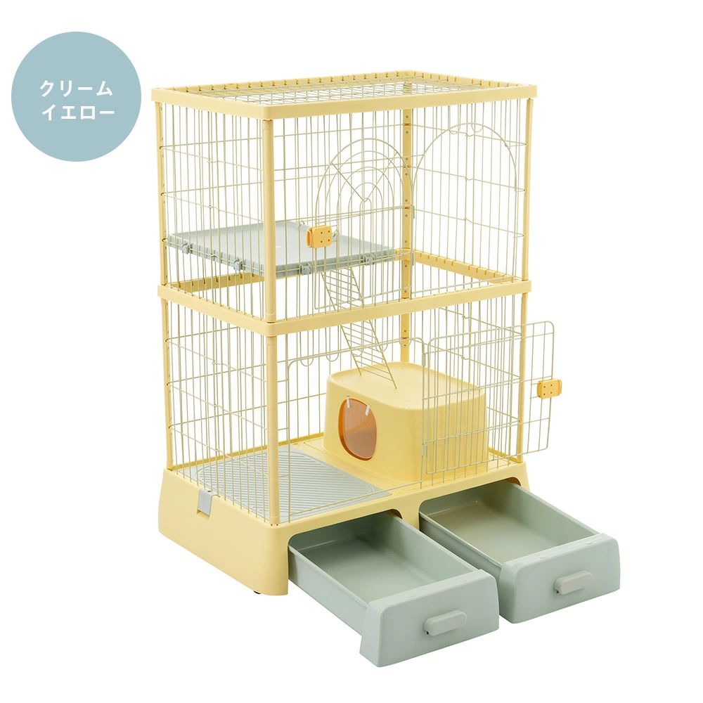 楽天市場】【トイレ一体型】猫 ケージ 2段 トイレ付き スコップ付き