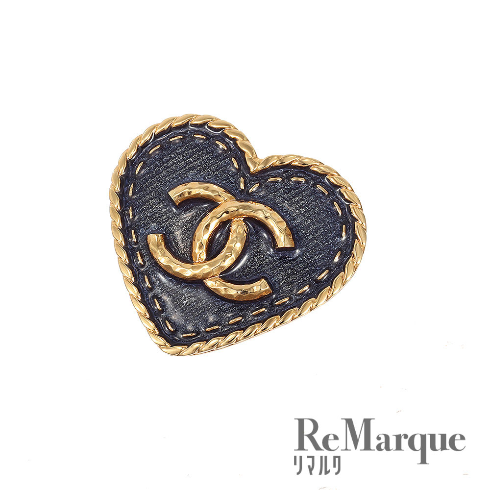 N2337 超美品!! シャネル ココマーク ハート ブローチ