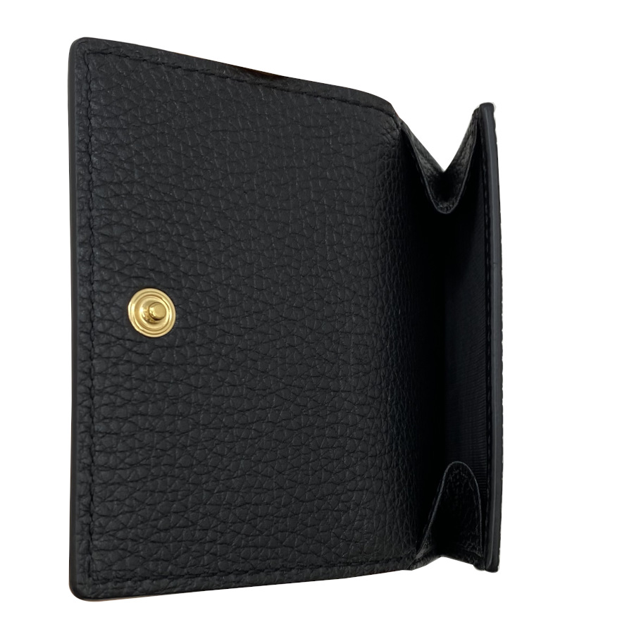 GUCCI ロゴ 黒 レザー 三つ折り財布 GUCCI ロゴ 三つ折りウォレット