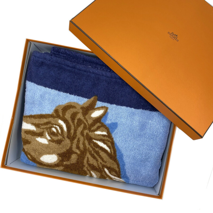 ビーチタオル 《ヨッティング・ストライプ》 PM - グリーン | Hermès