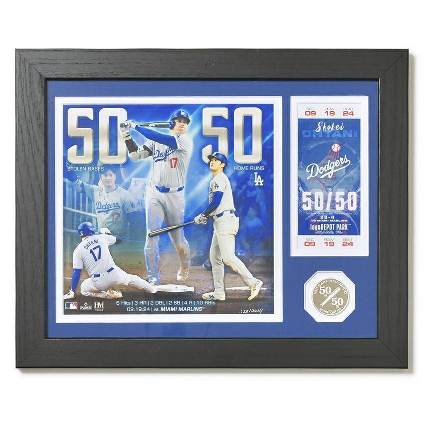 MLB公式 大谷翔平 2024個限定 50/50 フォトフレーム 付き 大谷翔平 50