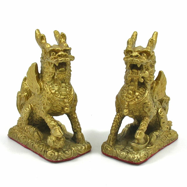 楽天市場】麒麟 置物 風水 キリン 銅製 高さ約6．7cm 対の麒麟