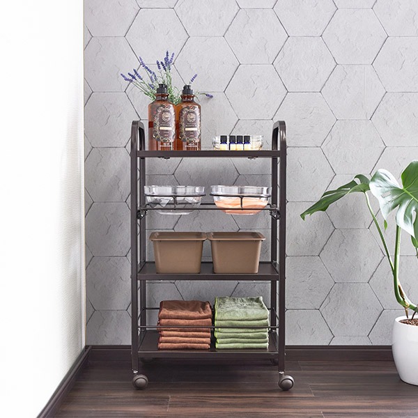 楽天市場】ワゴン キャスター付き ボウルトレイ付 4段 幅52×奥行36.5