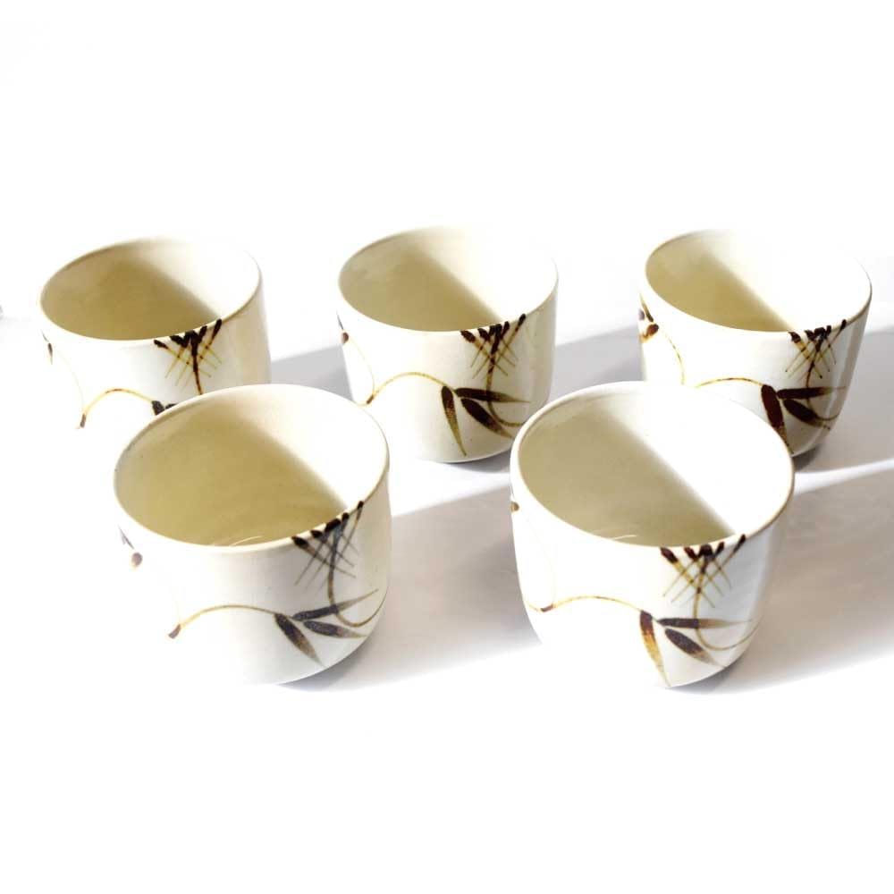 唐津焼◇湯呑五個組◇未使用品◇中里重利氏三玄