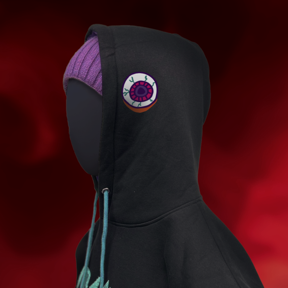 Halloween『Re』Make】オーバーサイズパーカー モコモコ刺繍ロゴ 黒