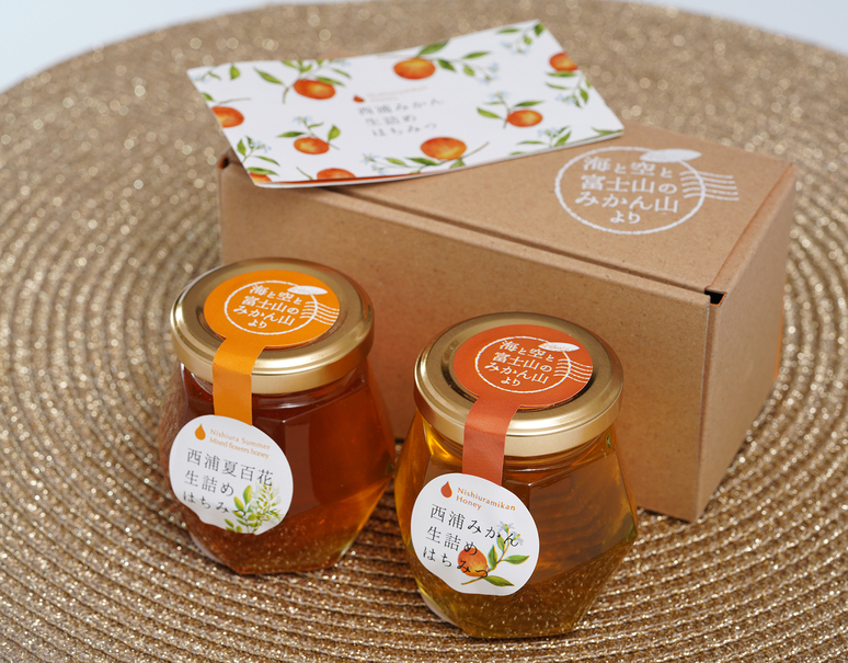 高田農園『西浦はちみつ生詰めはちみつ』100g×2瓶 ギフト箱 ※常温