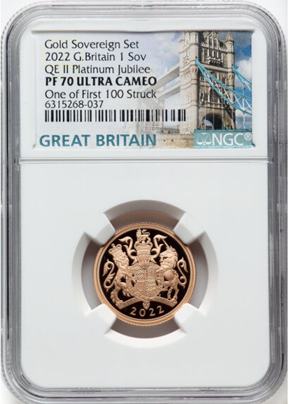 One of First 100 Struck】グレートブリテン 2022年 エリザベス2世 在