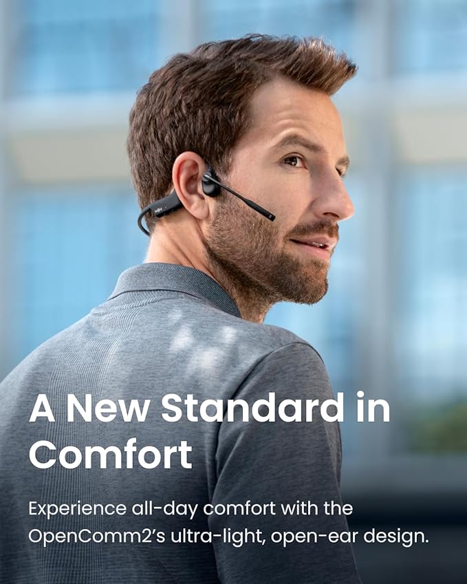 Shokz OpenComm 2 Noise-Canceling Bone Conduction Stereo Bluetooth Head