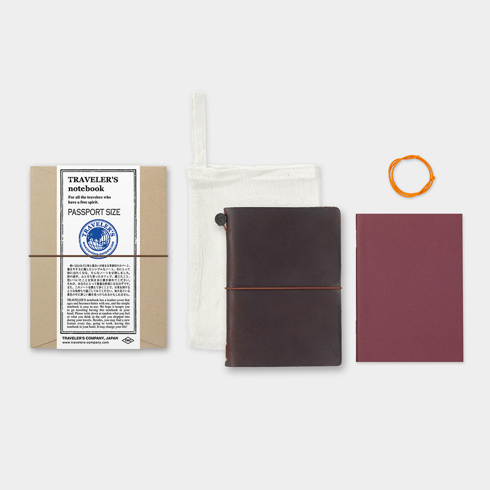 TRAVELER'S notebook Starter Kit- Passport Size in Brown — Two