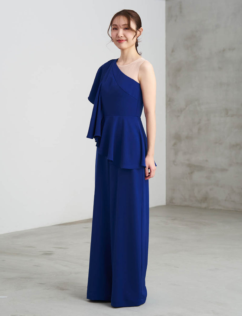 パンツドレス ノースリーブ ロイヤルブルー シフォン 演奏会 発表会