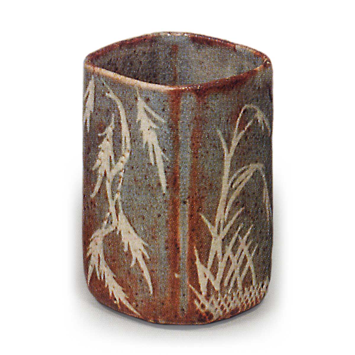 古絵志野、四方入隅向付(元箱、古裂綿更紗包布付) 古絵志野、四方入隅