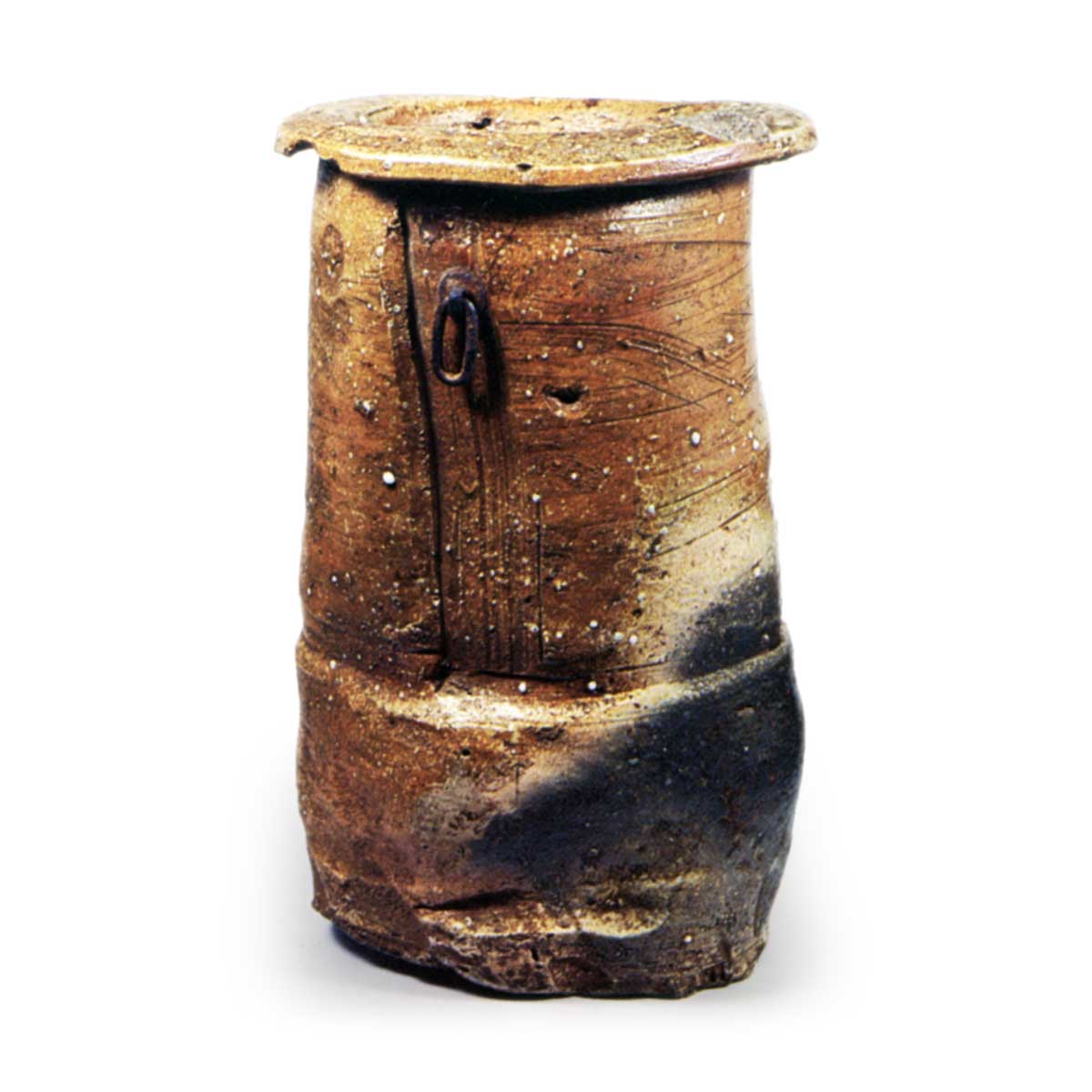 岸野寛 伊賀焼〆長頸壺 瓶 花入 茶道 岸野寛 伊賀焼〆長頸壺 瓶 花入 茶道