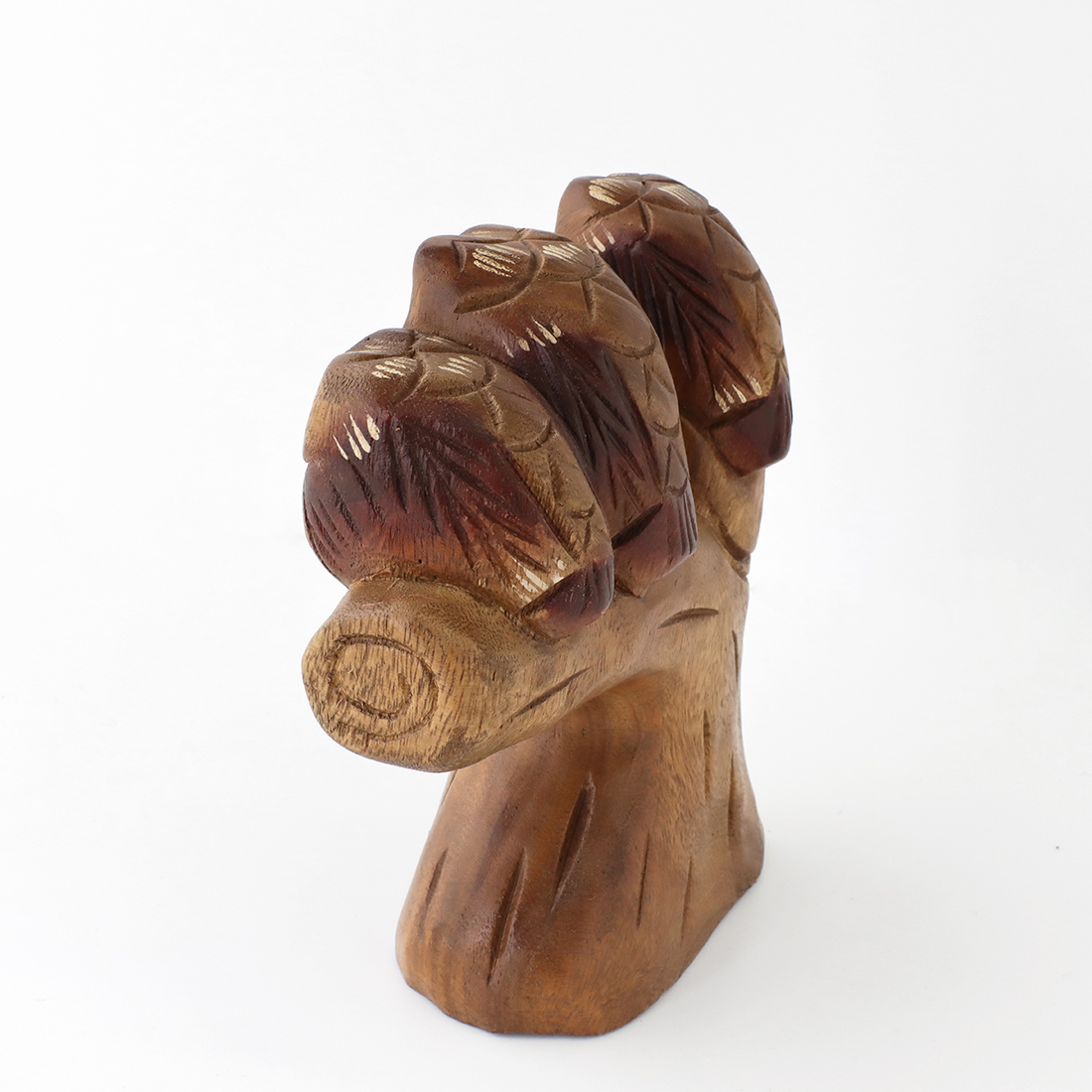 木彫 止まり木3フクロウ アジアン雑貨 置物 オブジェ タイ伝統工芸 梟 雑貨