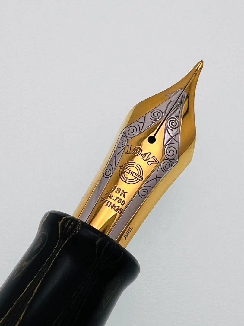 wing sung 600 18k Junfeng Calligraphy Fountain Pen, Natural Rubber