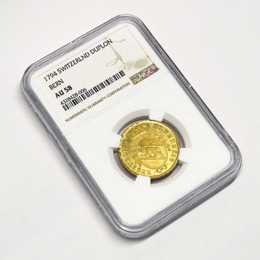 名古屋】【OTHER】スイス ベルン ダブロン金貨 1794年 スラブ入り NGC