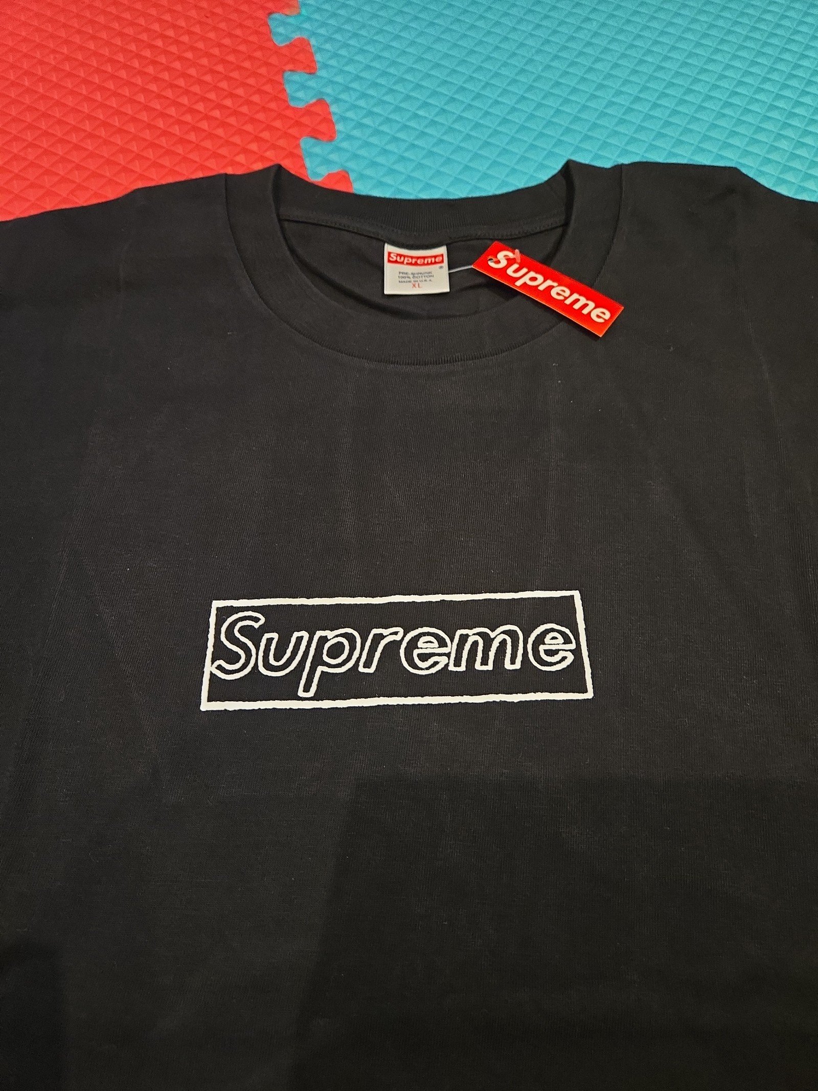 Supreme Kaws Chalk Box Logo Tee Black