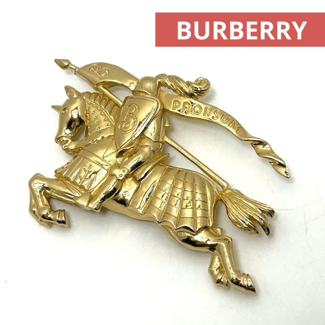 Burberry Brooch Gold Horsemark Gold Pin Logo Prorsum Rare