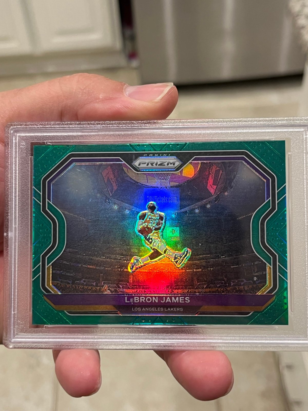 Lebron James Green Holo Prizm Kobe tribute PSA 9