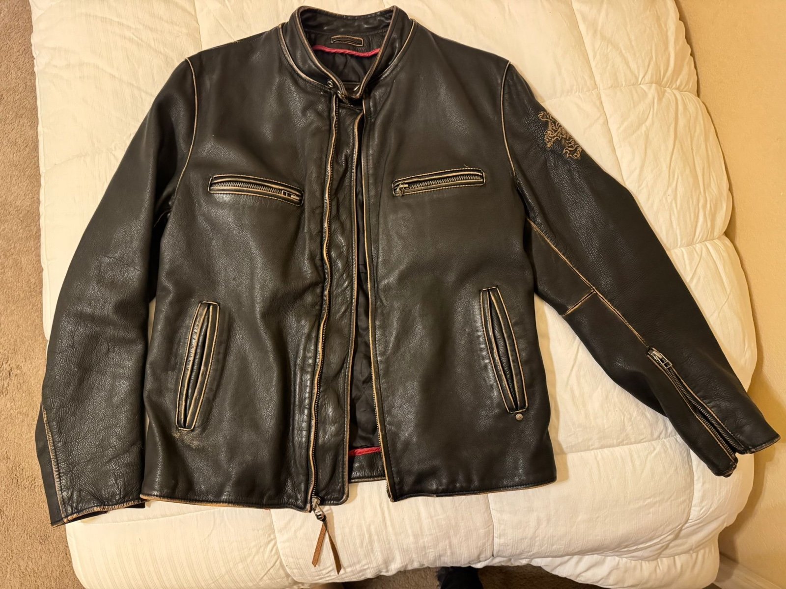 ☆Schott☆ Schott Single Riders White XS Cowhide Leather Jacket