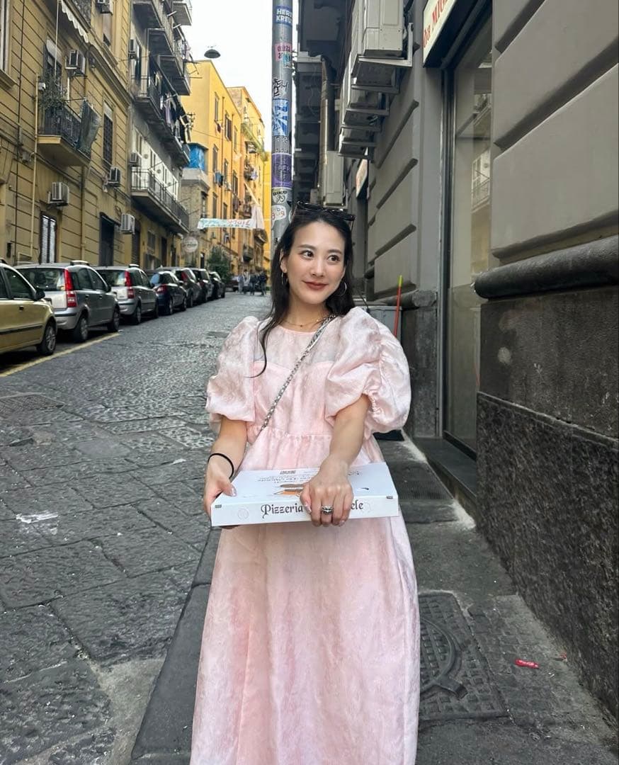 andresd bubble sleeve jacquard dress