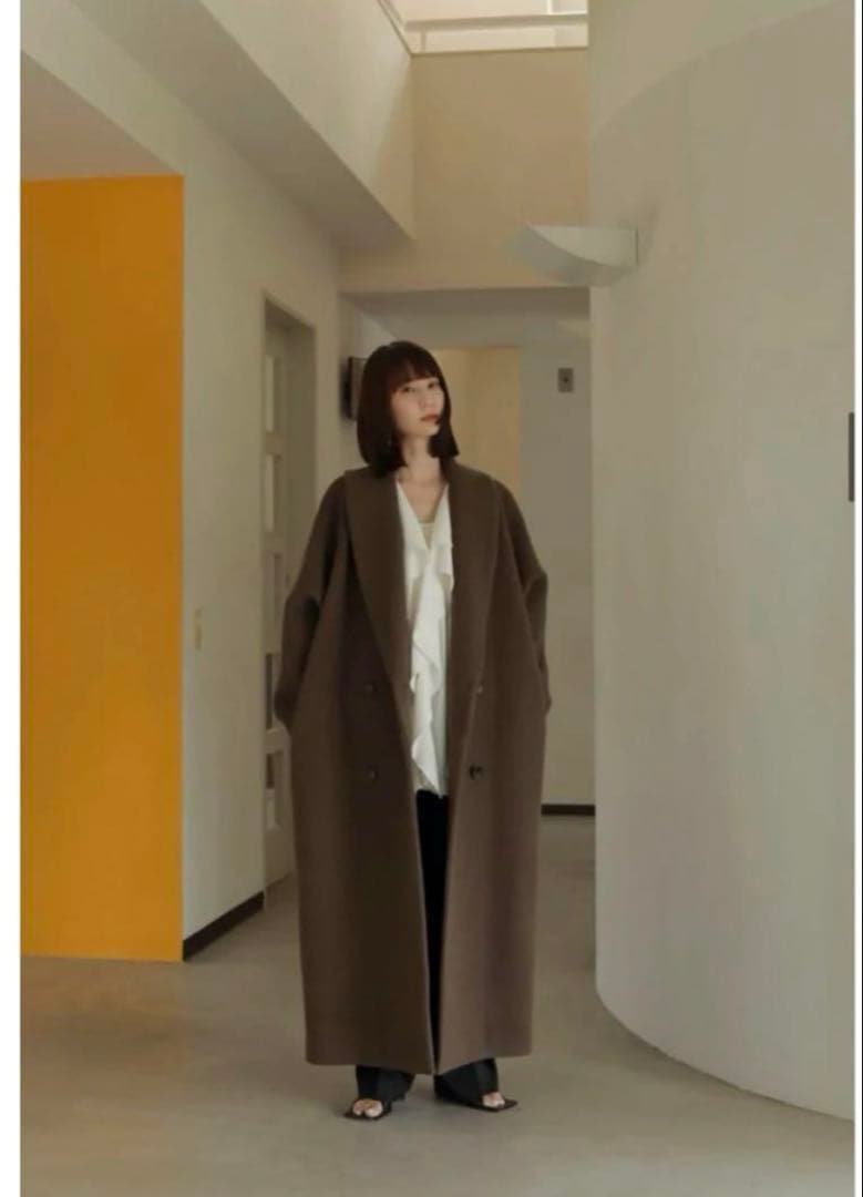 louren big shawl collar double coat