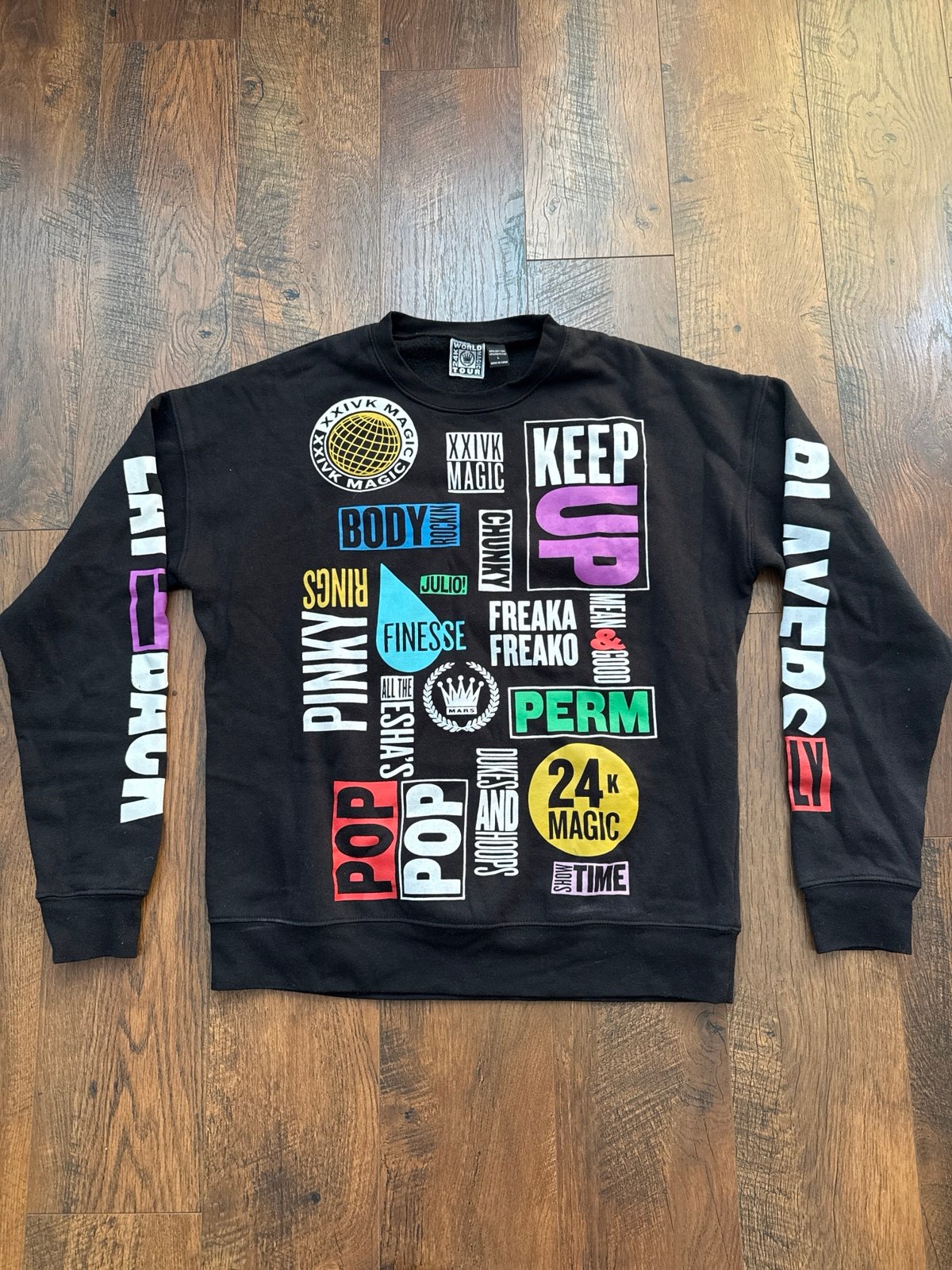 Bruno Mars 24K Magic World Tour Crewneck Sweater Merch Size L