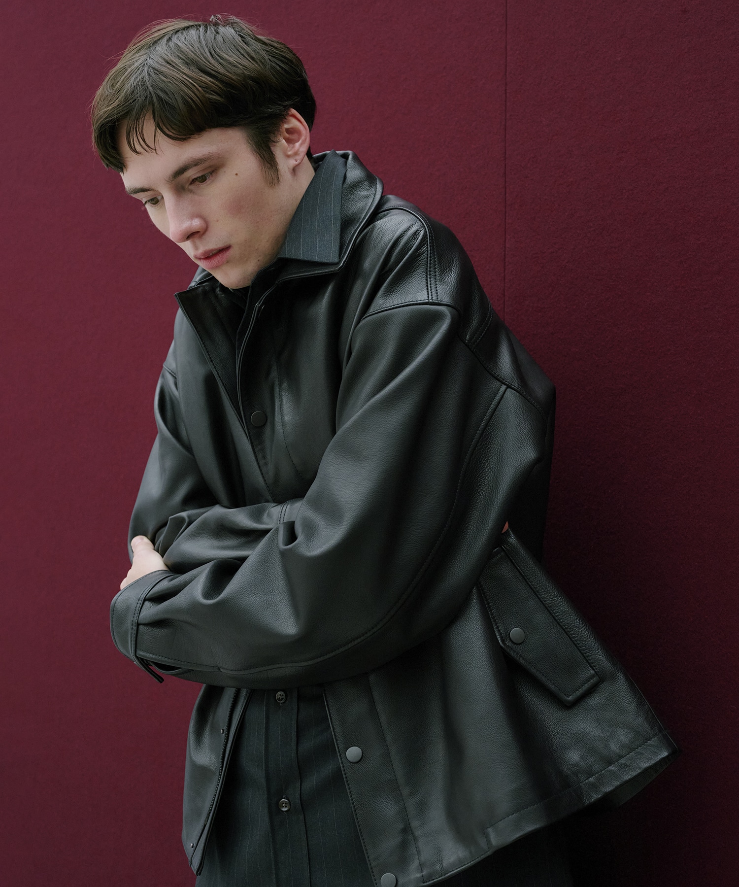 WATER BUFFALO フライトレザーブルゾン(1 BLACK): : メンズ｜UNITED