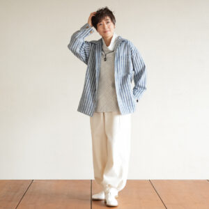 sorairo☆うさとの服 藍染風・ヘンプ混 イカパンツ／巻きスカート風