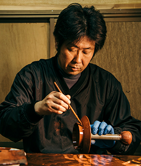 美品 浄法寺漆器工芸企業組合 岩舘正二 八寸皿 溜塗 美品 浄法寺漆器