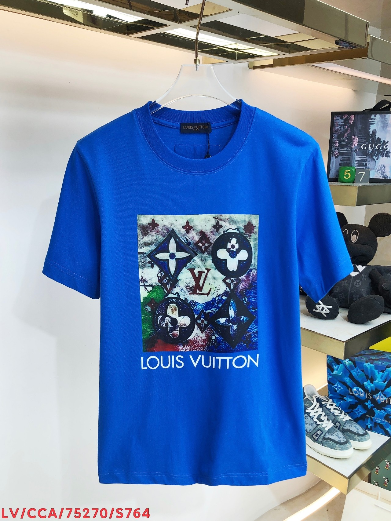 ルイヴィトン Louis Vuitton エンボスLV Tシャツ ブルー