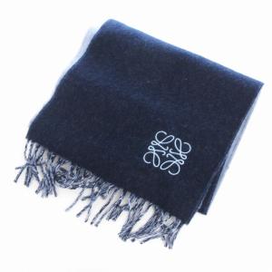 マフラー ストール アナグラム フリンジ ウール カシミヤ ロゴ刺繍
