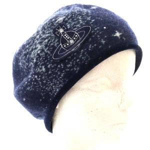 ヴィヴィアンウェストウッド ハート 土星 総柄ニット帽 ベレー帽
